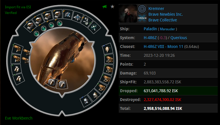 The image is of a 2.9 Billion Paladin kill. The person in the kill is Kremner who had replied in the intel chat above.
